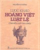 Ebook Lược khảo Hoàng Việt luật lệ (Tìm hiểu luật Gia Long): Phần 1