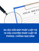 50 câu hỏi đáp pháp luật và 10 câu chuyện pháp luật về phòng, chống mại dâm, chính sách về phòng, ngừa, hỗ trợ người bán dâm hòa nhập cộng đồng